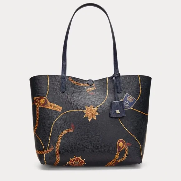 Lauren Ralph Lauren Reversible Nautical Navy tote‎ bag - Picture 7 of 16